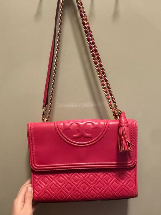 Tory Burch Handbags - Tory Burch Hot Pink Quilted Leather Chain Strap Shoulder Bag